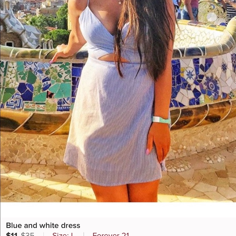 Blue and white dress
